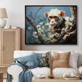 Grey Brown Monkey Mischievous Monkey Pastoral - Monkey Bedroom Wall Art
