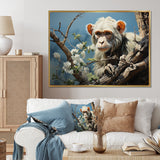 Grey Brown Monkey Mischievous Monkey Pastoral - Monkey Bedroom Wall Art