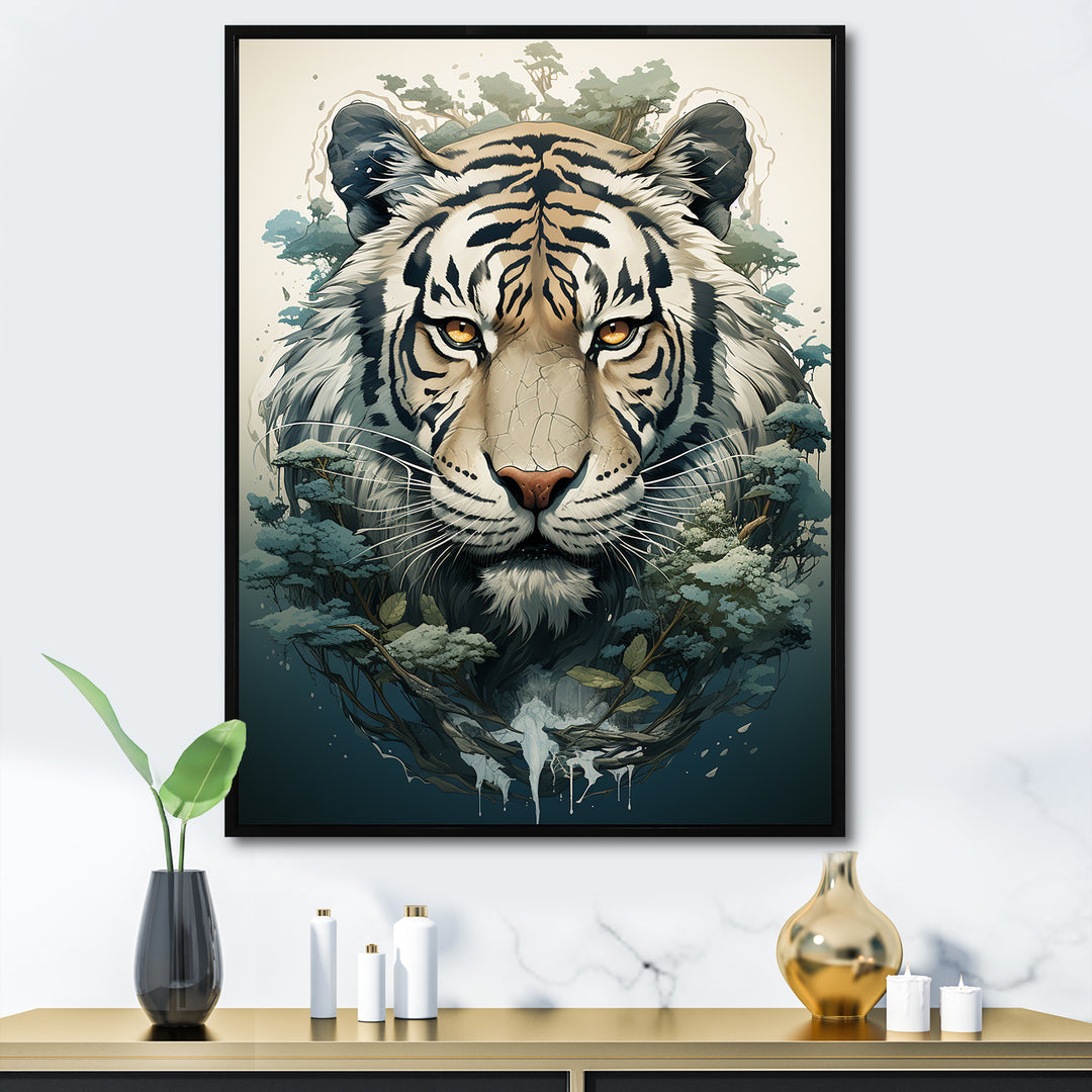 Monochrome Tiger Vector - Tiger Canvas Wall Art