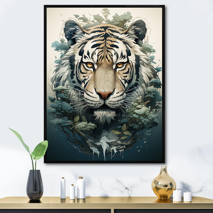 Monochrome Tiger Vector - Tiger Canvas Wall Art