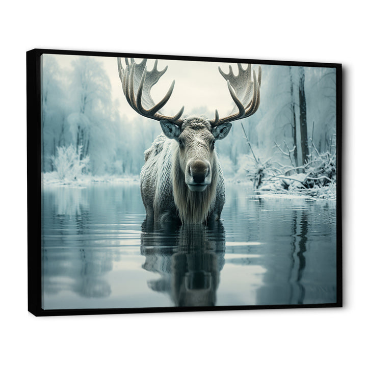 Blue Moose Arctic Reflection - Moose Canvas Wall Art