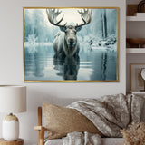 Blue Moose Arctic Reflection - Moose Canvas Wall Art