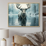 Blue Moose Arctic Reflection - Moose Canvas Wall Art