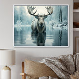 Blue Moose Arctic Reflection - Moose Canvas Wall Art
