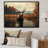 Brown Orange Moose Autumn Palette - Animals Canvas Wall Art