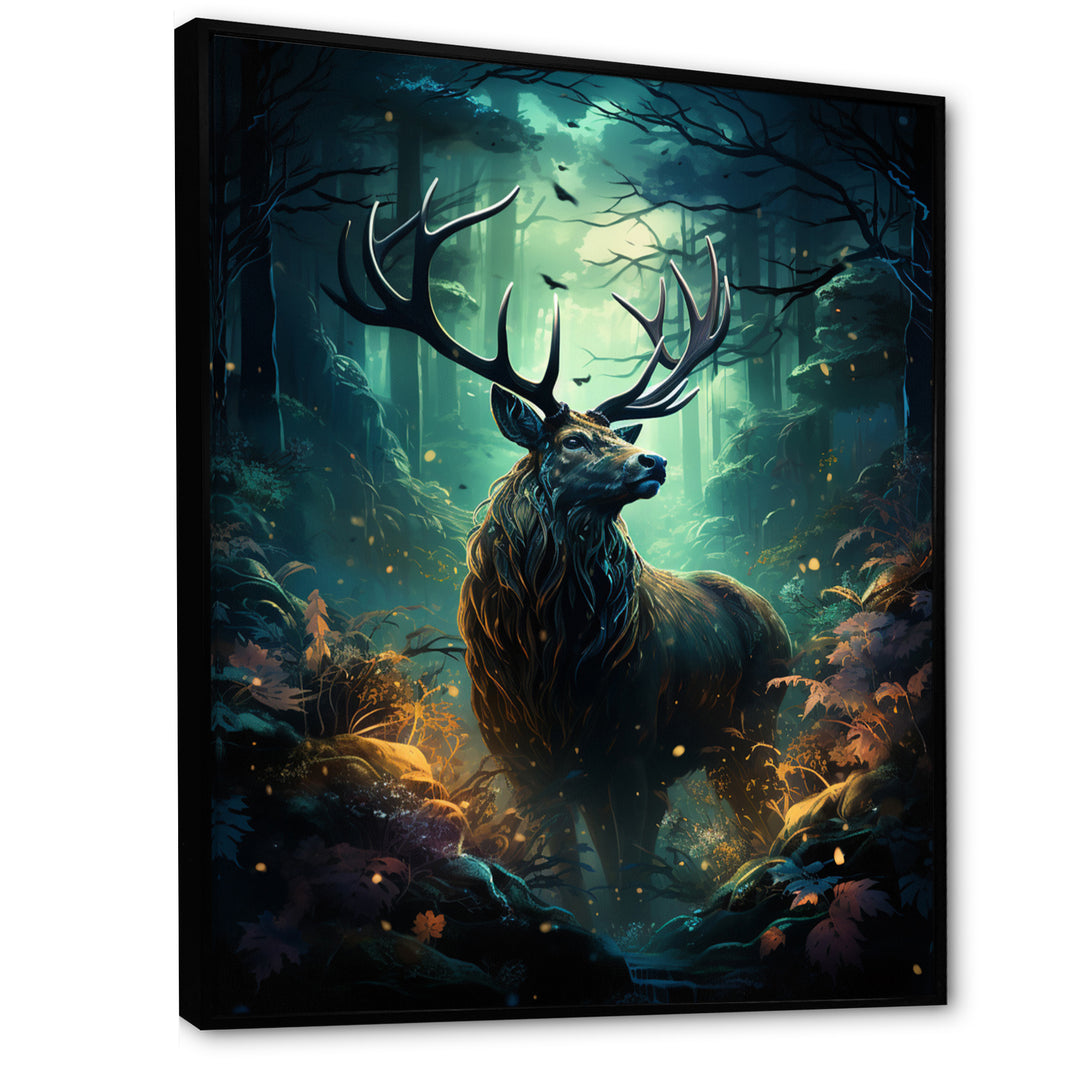 Green Moose Enchanted Forest - Green Moose Wall Art