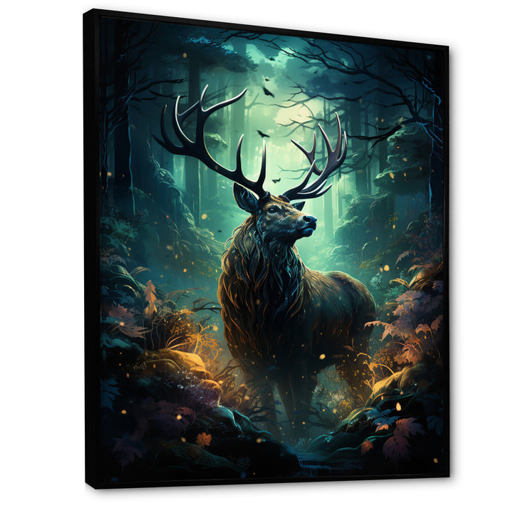 Green Moose Enchanted Forest - Green Moose Wall Art