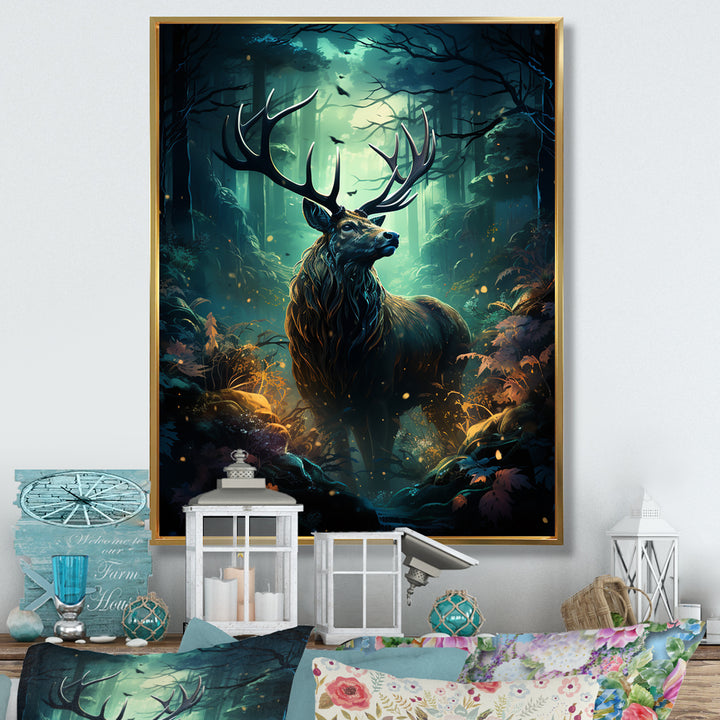 Green Moose Enchanted Forest - Green Moose Wall Art