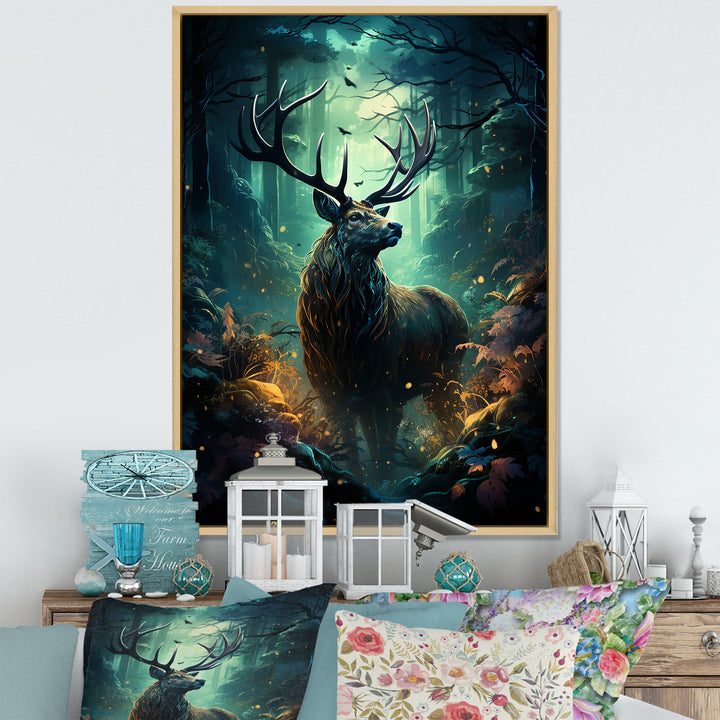Green Moose Enchanted Forest - Green Moose Wall Art