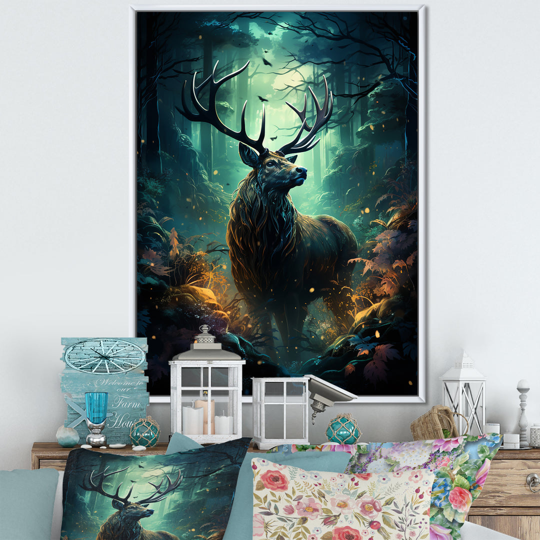 Green Moose Enchanted Forest - Green Moose Wall Art