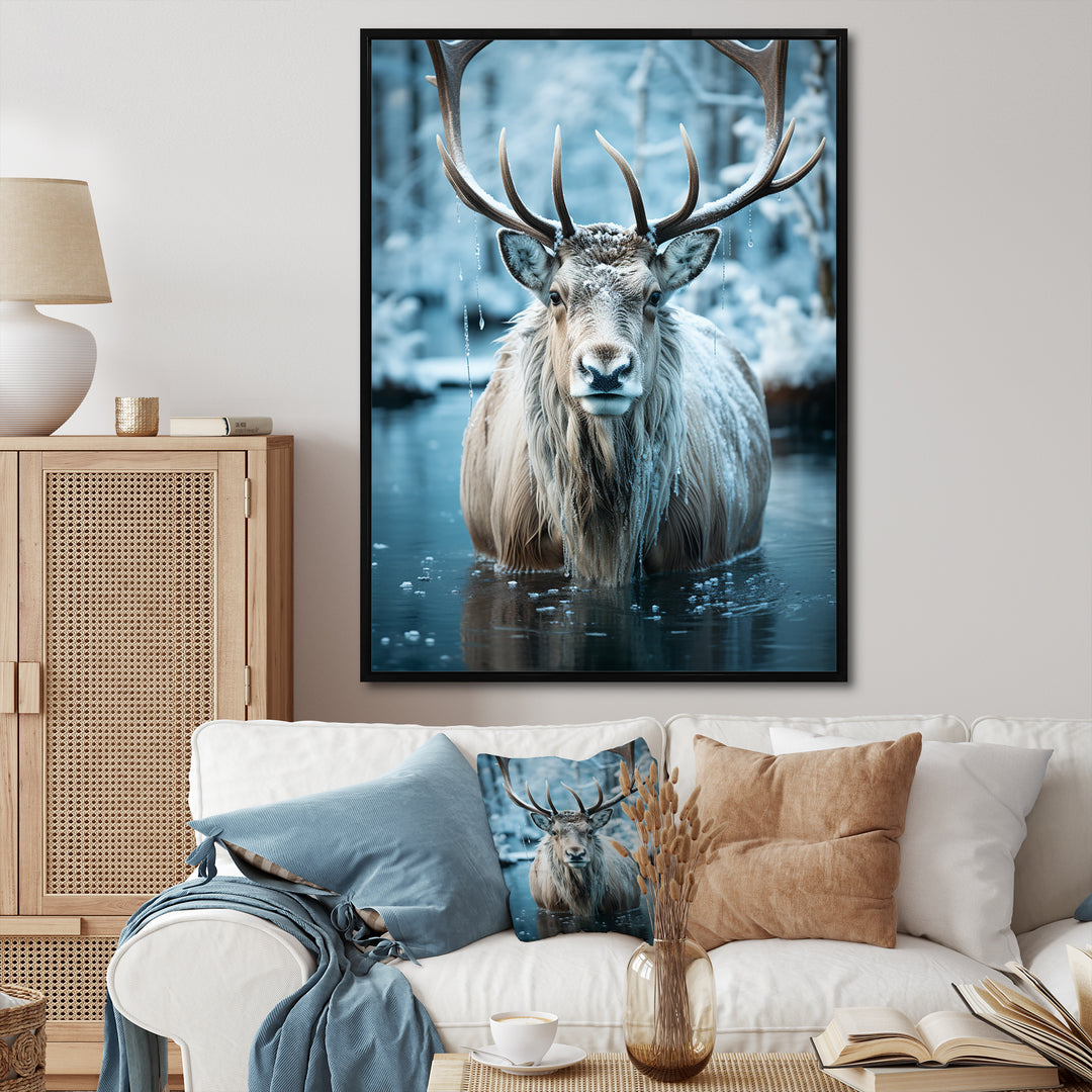 Moose Frozen Majesty - Moose Large Canvas Wall Art
