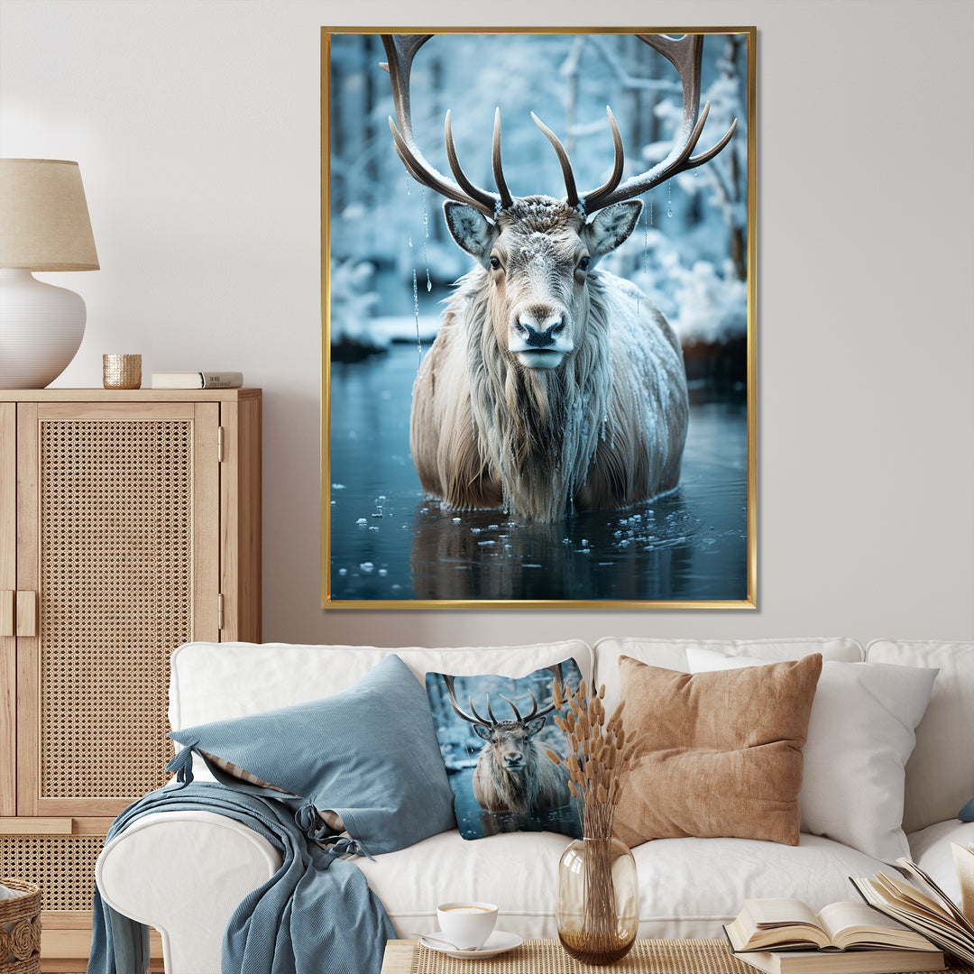 Moose Frozen Majesty - Moose Large Canvas Wall Art