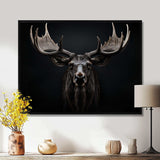 Black White Moose Majestic Monochrome Black And White - Animals Canvas Wall Art