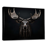 Black White Moose Majestic Monochrome Black And White - Animals Canvas Wall Art