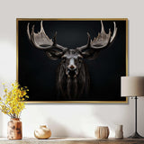 Black White Moose Majestic Monochrome Black And White - Animals Canvas Wall Art