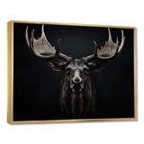 Black White Moose Majestic Monochrome Black And White - Animals Canvas Wall Art