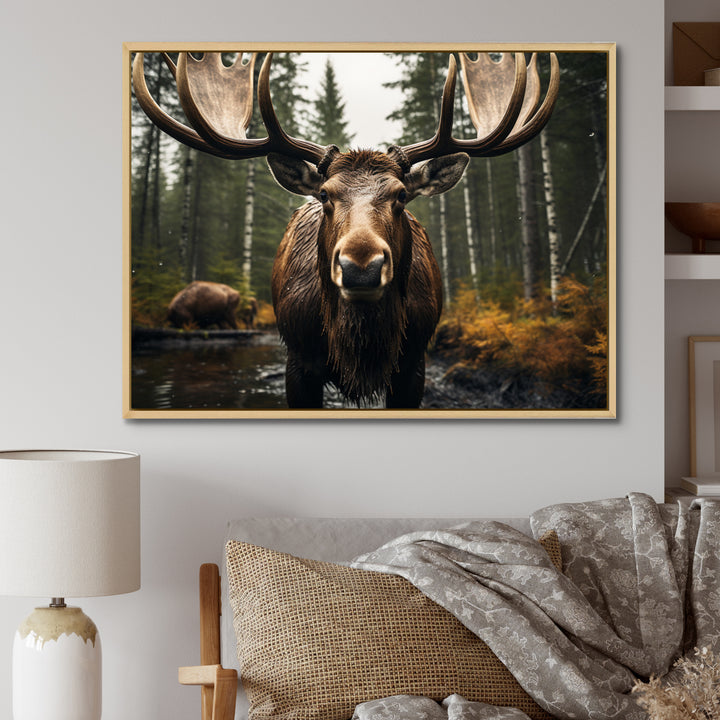 Brown Yellow Moose Majestic - Moose Home Decor Art