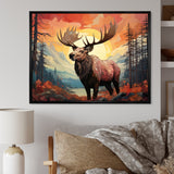 Brown Peach Moose Majestic Geometric - Moose Canvas Wall Art