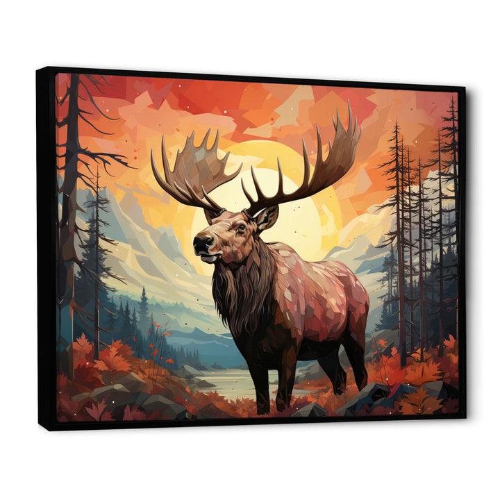 Brown Peach Moose Majestic Geometric - Moose Canvas Wall Art