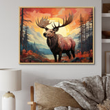 Brown Peach Moose Majestic Geometric - Moose Canvas Wall Art
