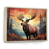 Brown Peach Moose Majestic Geometric - Moose Canvas Wall Art