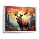 Brown Peach Moose Majestic Geometric - Moose Canvas Wall Art