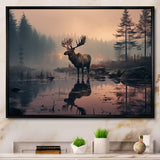 Brown Peach Moose Misty Morning - Moose Wall Art Prints