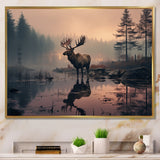 Brown Peach Moose Misty Morning - Moose Wall Art Prints