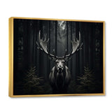 Black White Moose Monochrome - Animals Canvas Wall Art