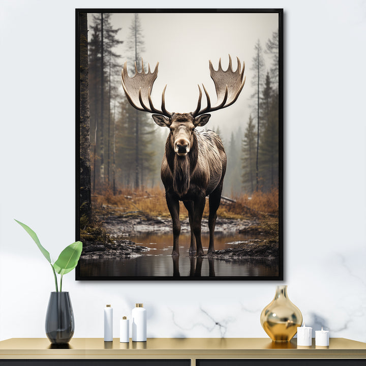 Brown Moose Monochrome Sands - Moose Wall Art Prints