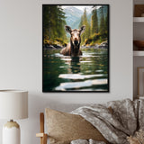 Brown Green Moose Oceanic Serenity - Brown Moose Wall Art