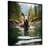 Brown Green Moose Oceanic Serenity - Brown Moose Wall Art