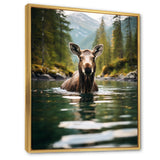 Brown Green Moose Oceanic Serenity - Brown Moose Wall Art