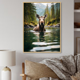 Brown Green Moose Oceanic Serenity - Brown Moose Wall Art