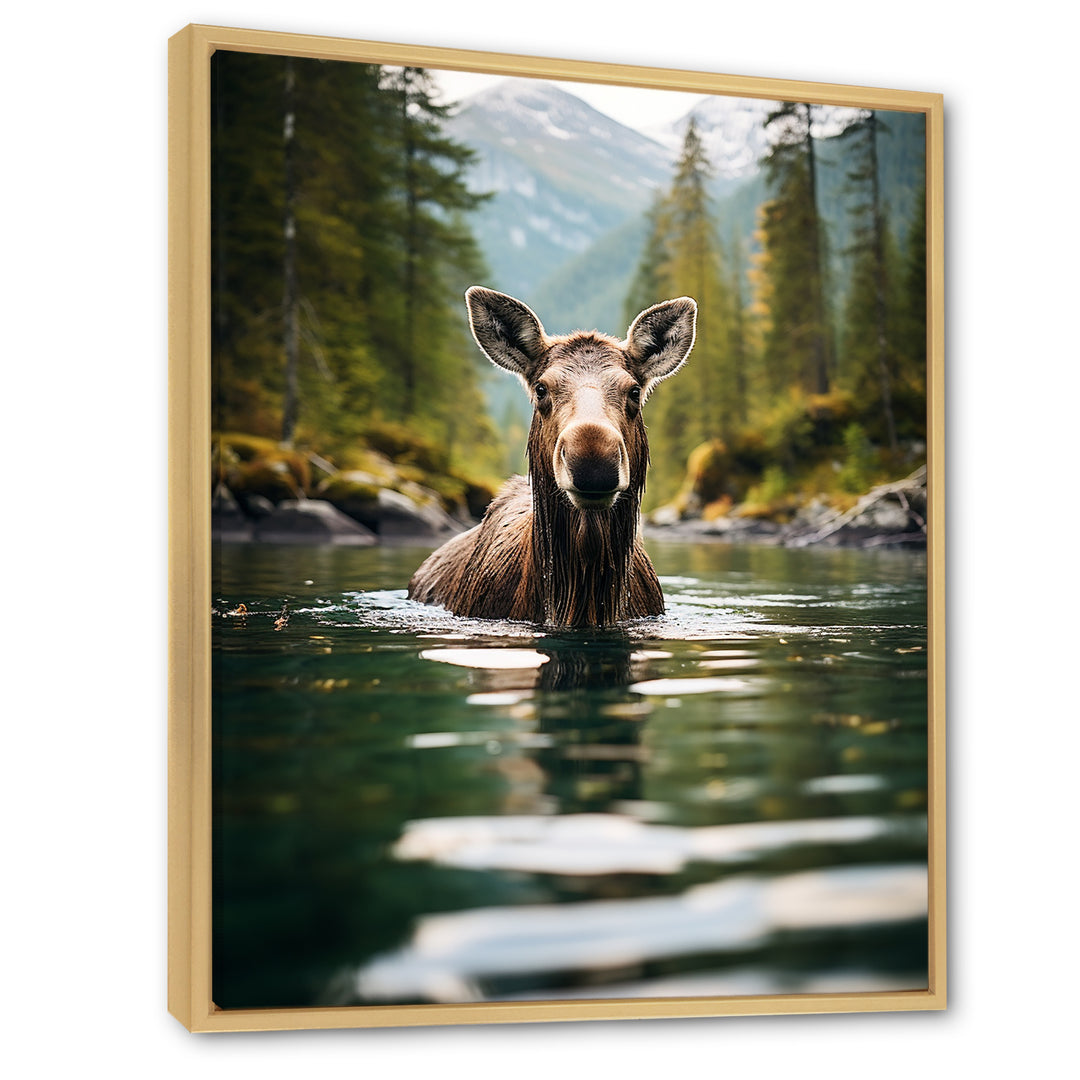 Brown Green Moose Oceanic Serenity - Brown Moose Wall Art