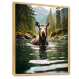 Brown Green Moose Oceanic Serenity - Brown Moose Wall Art