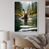 Brown Green Moose Oceanic Serenity - Brown Moose Wall Art