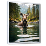 Brown Green Moose Oceanic Serenity - Brown Moose Wall Art