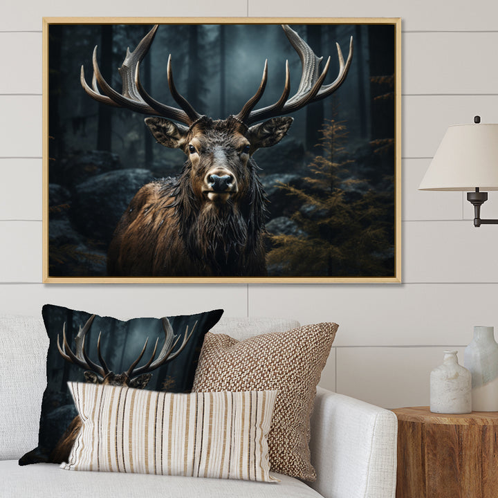 Black White Moose Portrait - Black Moose Wall Art