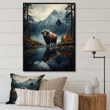 Brown Teal Moose Twilight Symphony - Moose Bedroom Wall Art