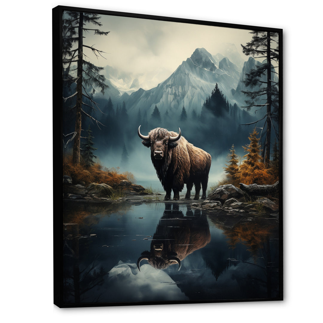 Brown Teal Moose Twilight Symphony - Moose Bedroom Wall Art