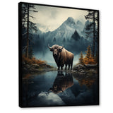 Brown Teal Moose Twilight Symphony - Moose Bedroom Wall Art