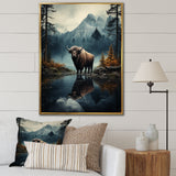 Brown Teal Moose Twilight Symphony - Moose Bedroom Wall Art