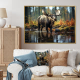 Brown Yellow Moose Canada - Moose Canvas Wall Art
