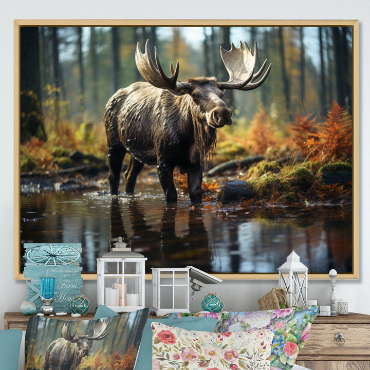 Brown Yellow Moose Canada - Moose Canvas Wall Art