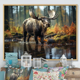 Brown Yellow Moose Canada - Moose Canvas Wall Art