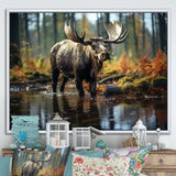 Brown Yellow Moose Canada - Moose Canvas Wall Art