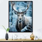 Blue White Moose Winter Frost - Moose Wall Decor