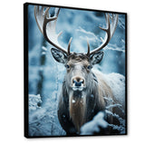 Blue White Moose Winter Frost - Moose Wall Decor