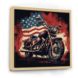 Red Blue Motorcycle American Flag Background - Motorcycle Canvas Wall Art